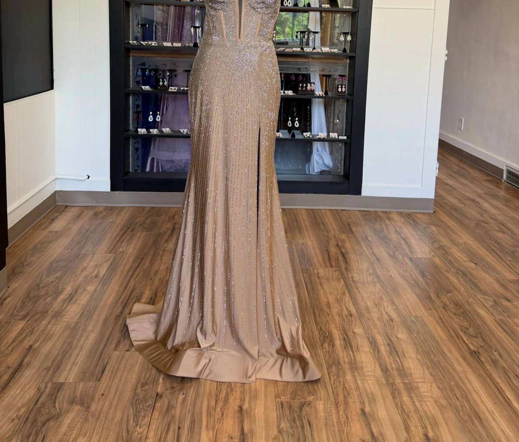 Sherri Hill - Women's Deep V Illusion Neck Dress