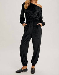 BluIvy Veda Velvet Jumpsuit in black - women's pants