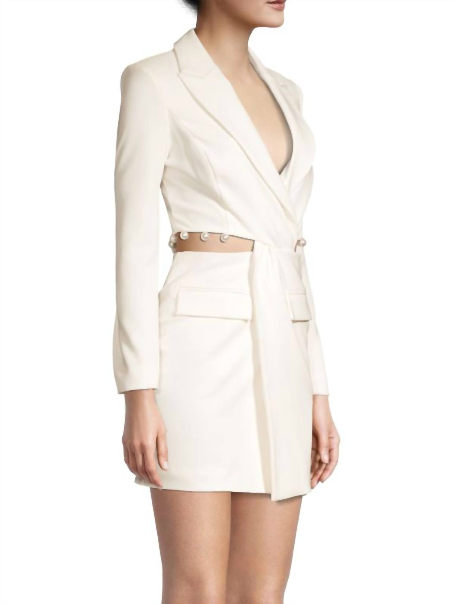 Lavish Alice - Cut-out Detail Blazer Dress With Pearl Trim