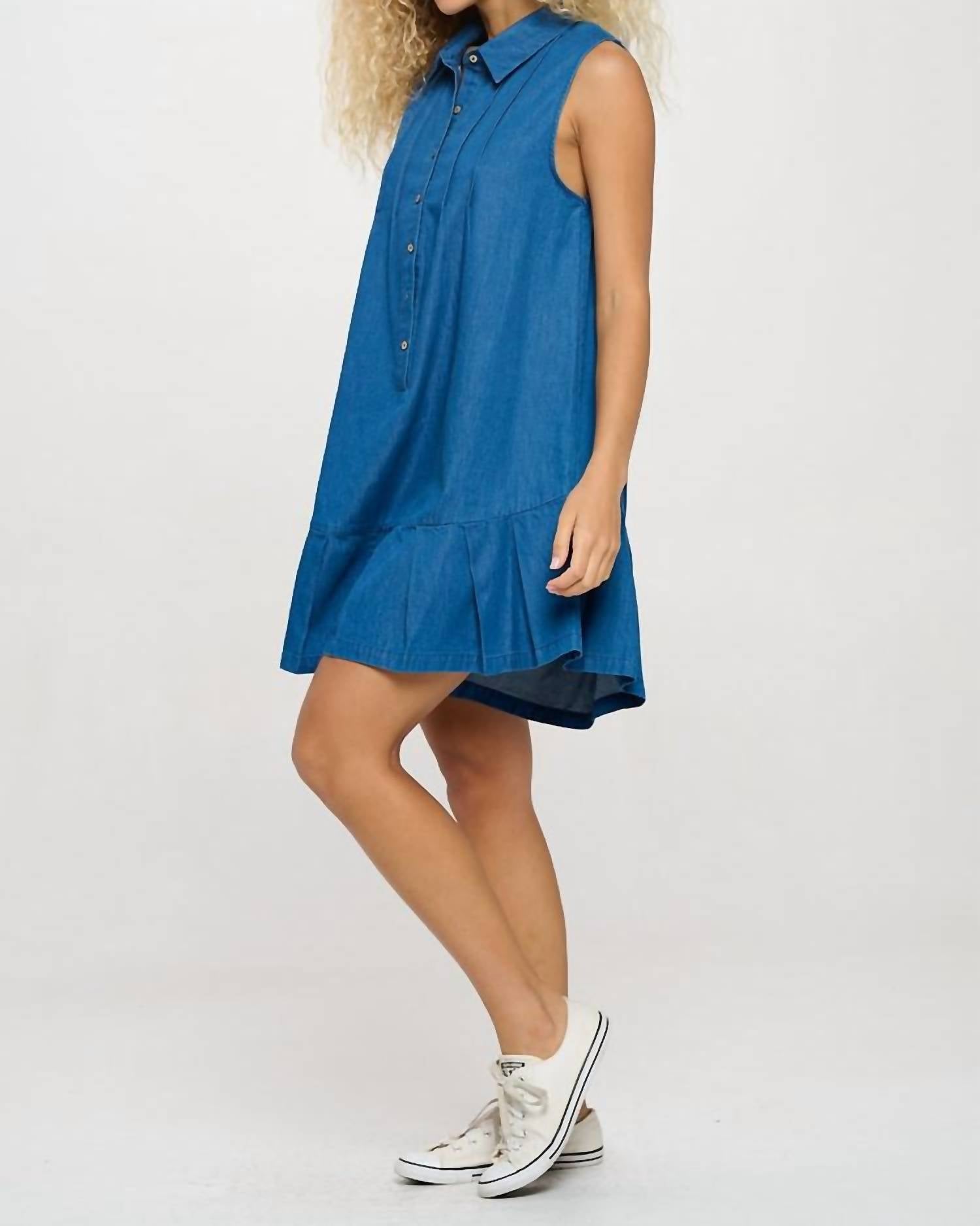 Meet Me In Santorini - Azure Denim Romper