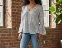 Vince Camuto - Sequin V-neck Top