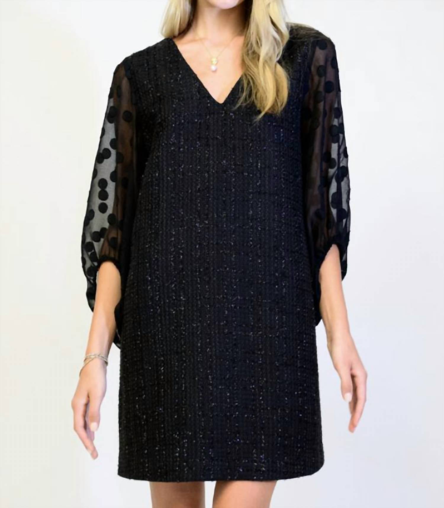 Ivy Jane - Sheer Sleeve Shift Mini Dress