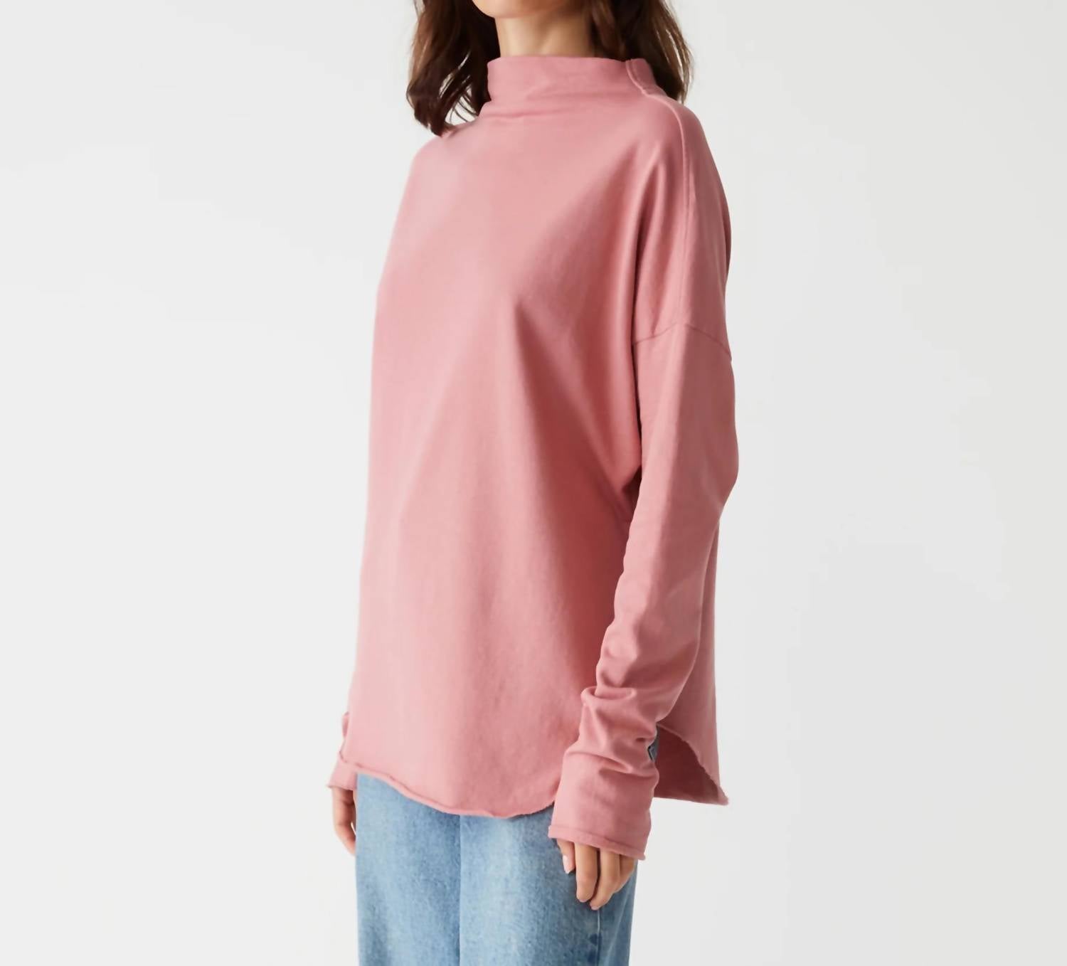 Michael Stars Laurel Mock Neck Top in pink - women's long sleeve top - view 4