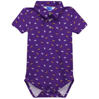 Vive La Fete - Boy's Lsu Tigers Logo Short Sleeve Performance Bodysuit