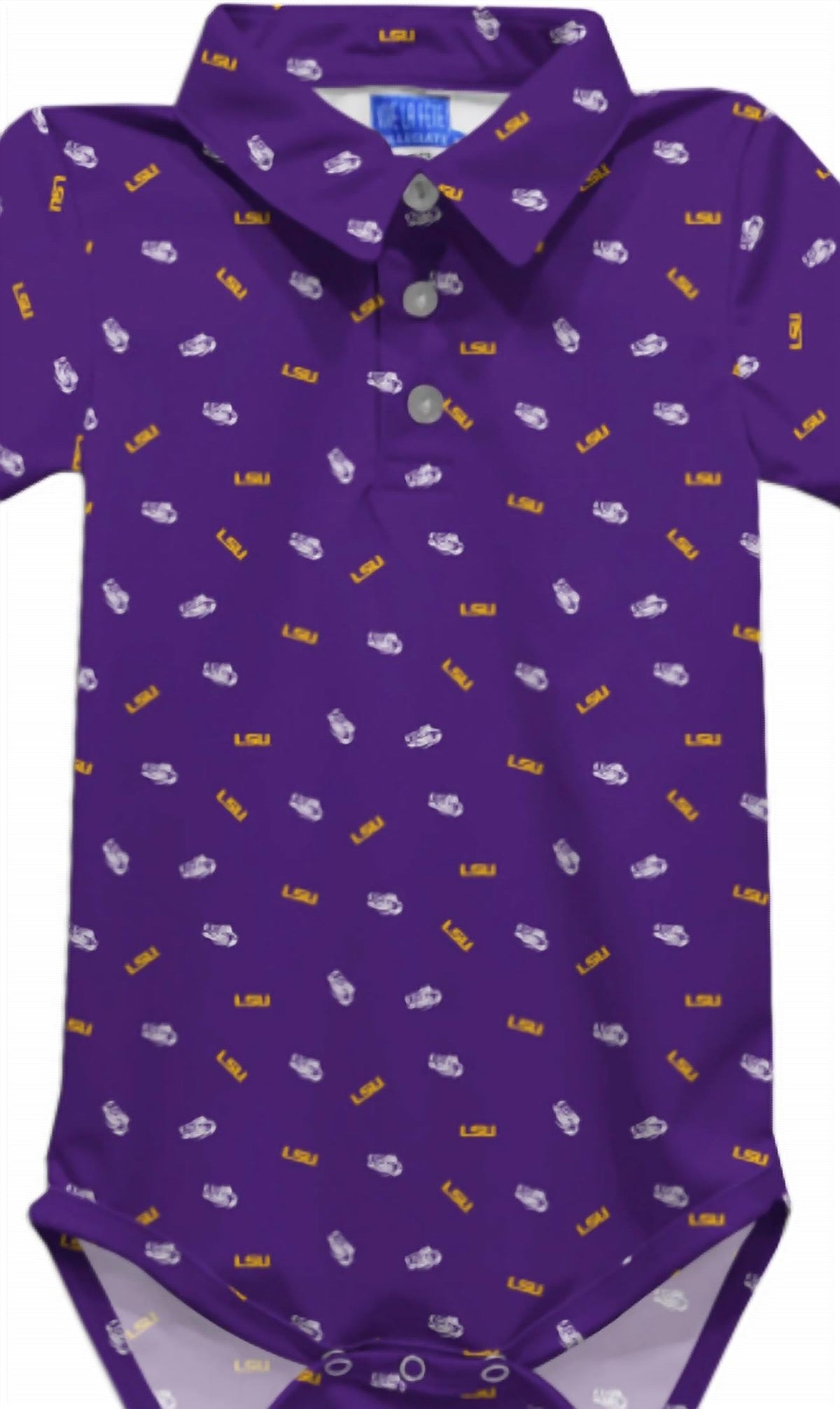 Vive La Fete - Boy's Lsu Tigers Logo Short Sleeve Performance Bodysuit