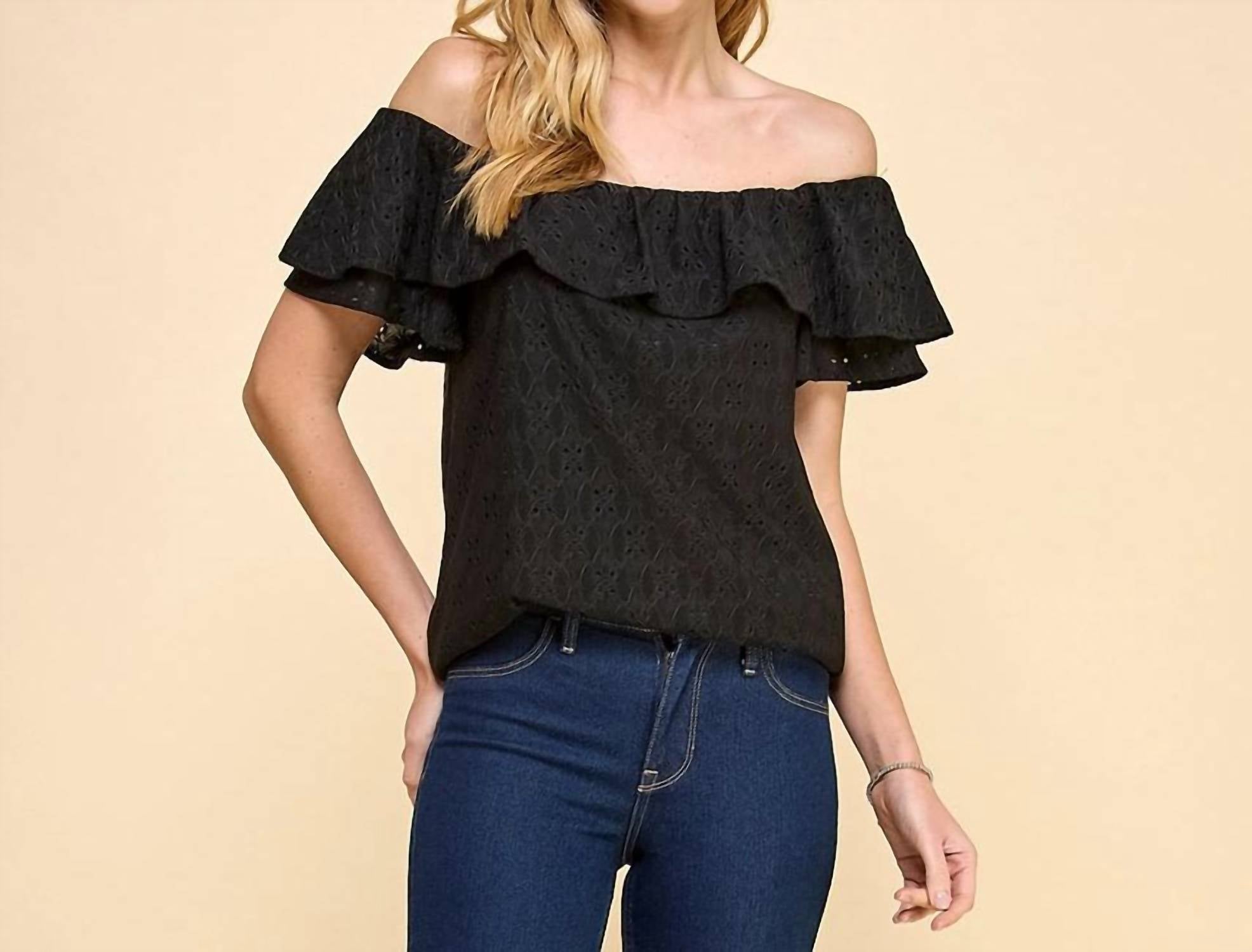 Les Amis - Ruffle Eyelet Top