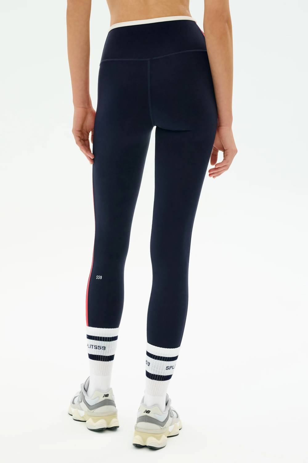 SPLITS59 Sam High Waist Rigor Leggings in indigo white - women's pants - detail view
