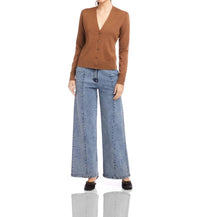 Fifteen Twenty Lacey V Neck Cardigan in mocha - women's cardigan