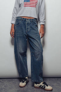 Urban Daizy - Dirty Wash Barrel Leg Jeans