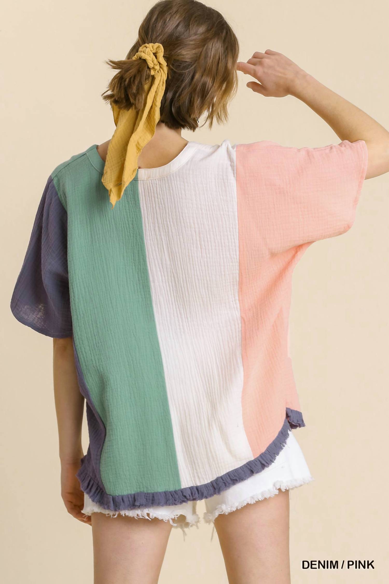 Umgee - Color Block Gauze Top