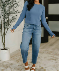 Mono B - Women's Ribbed Crew Neck Top