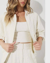 Mulla Embossed Bomber Jacket in white - women's jacket