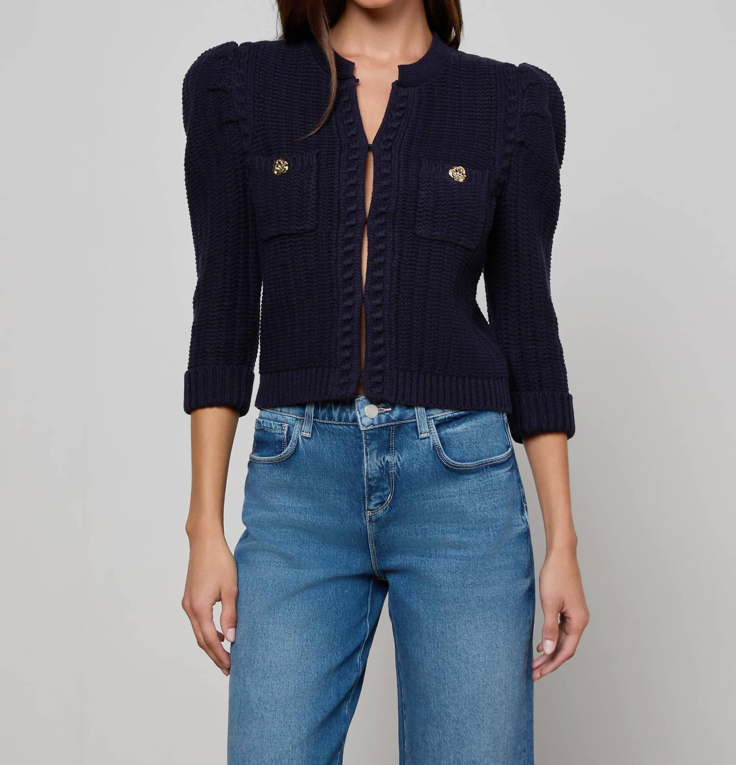 L'Agence - Women's Delli Crop Textured Cardigan