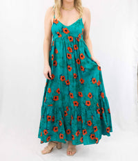 BUCKETLIST Ruffle Maxi Dress in flower green - women's dress