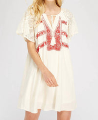 Entro - Lace & Embroidered Mini Dress