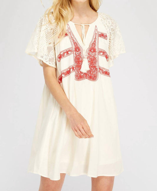 Entro - Lace & Embroidered Mini Dress