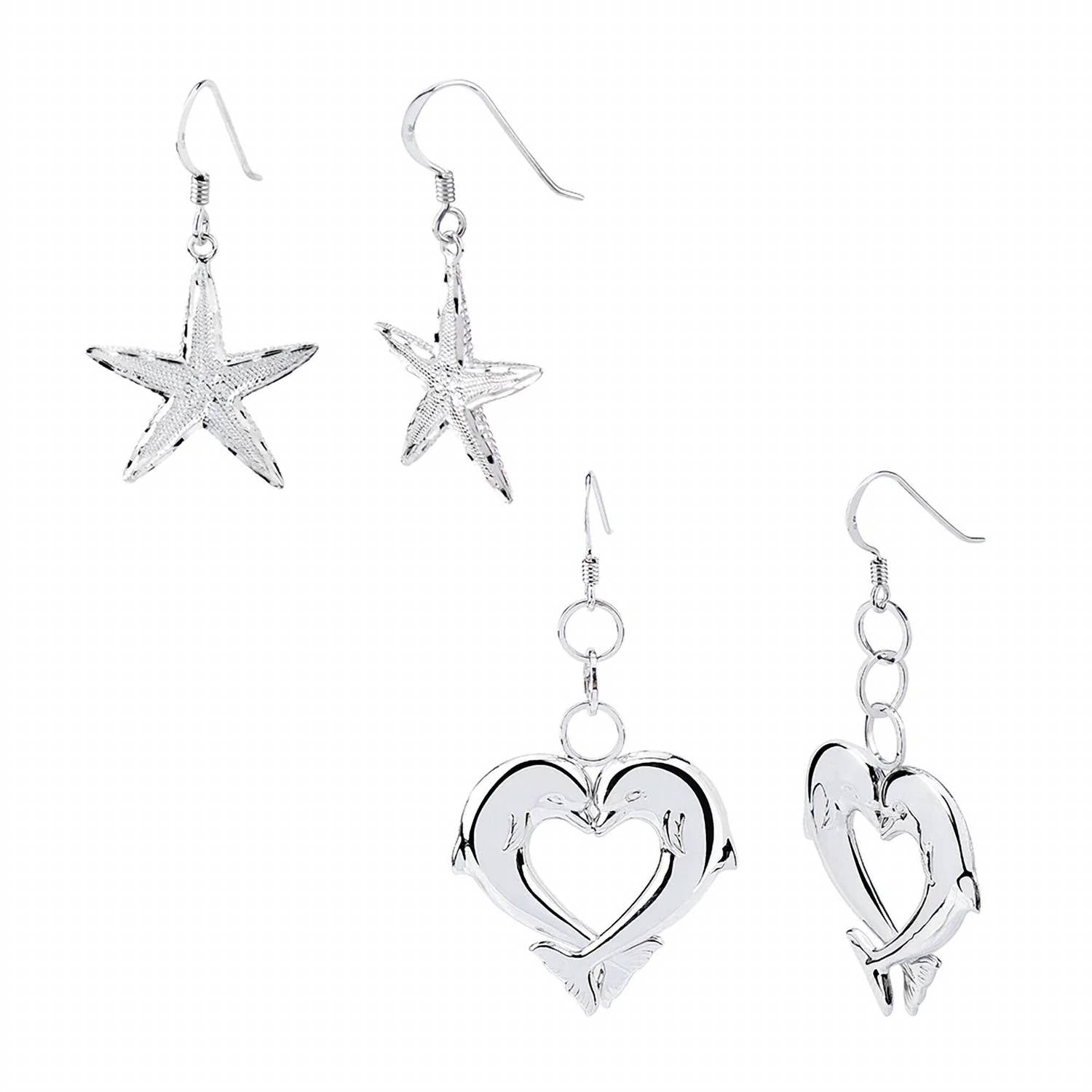 Gold & Honey - Women's Starfish And Dolphin Earrings Set