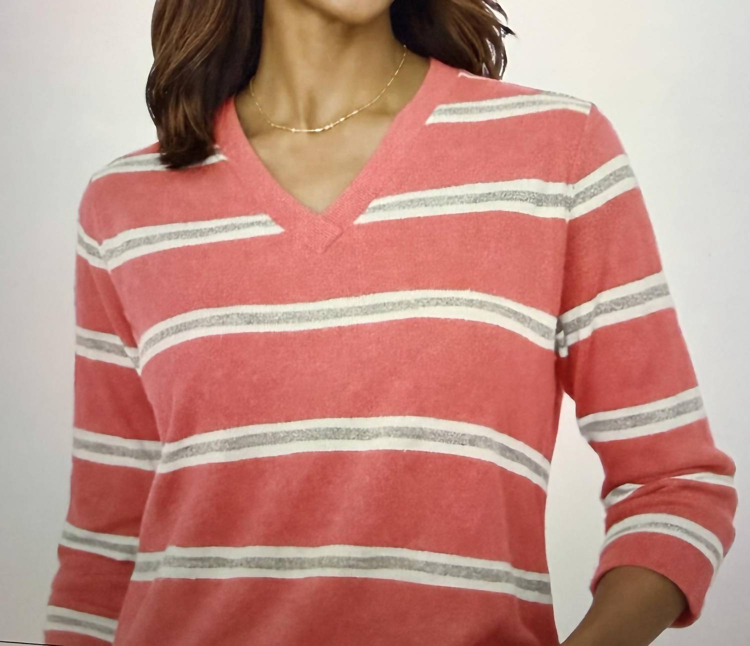 J'Envie/Eli Lurex Stripe Top in blossom white - women's long sleeve top