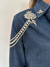 Suzy T - Esther Denim With Pearls Shirt