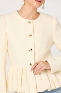 ASTR Nicolle Textured Peplum Jacket in cream - women's jacket - view 4