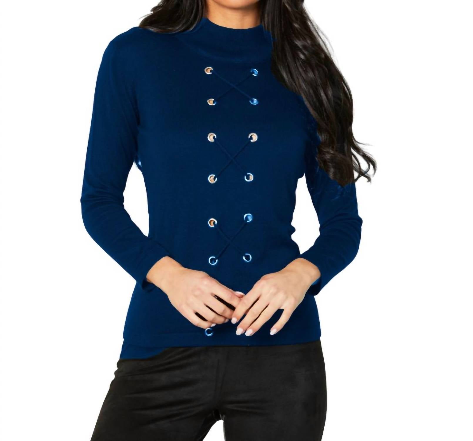 Lace Up Mock Neck Top