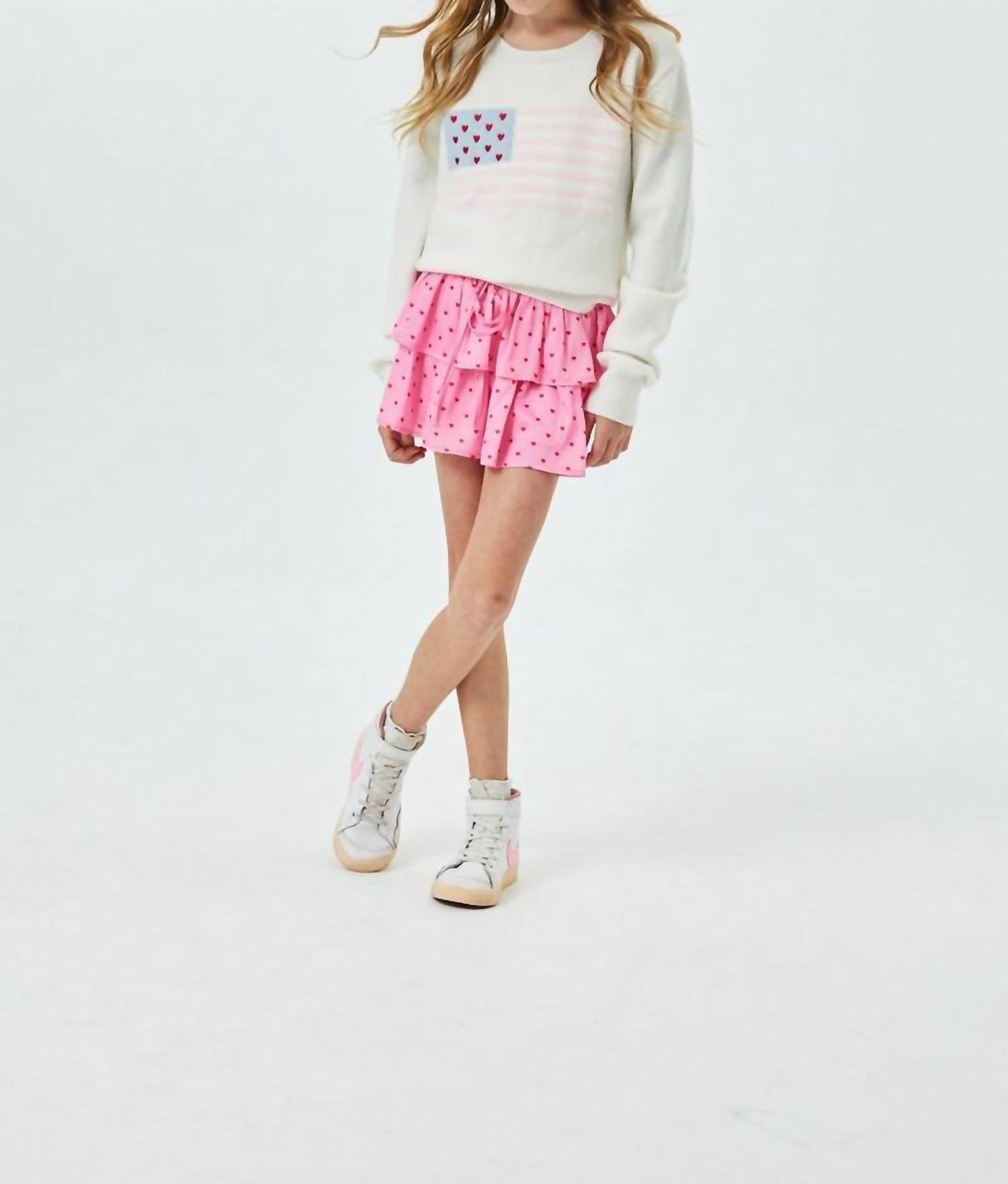 THEME Tiegan American Flag Sweater in white - kids' sweater - detail view