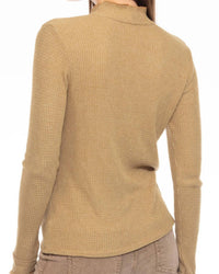 Hello Nite - Lush Waffle Knit Mock Neck Top