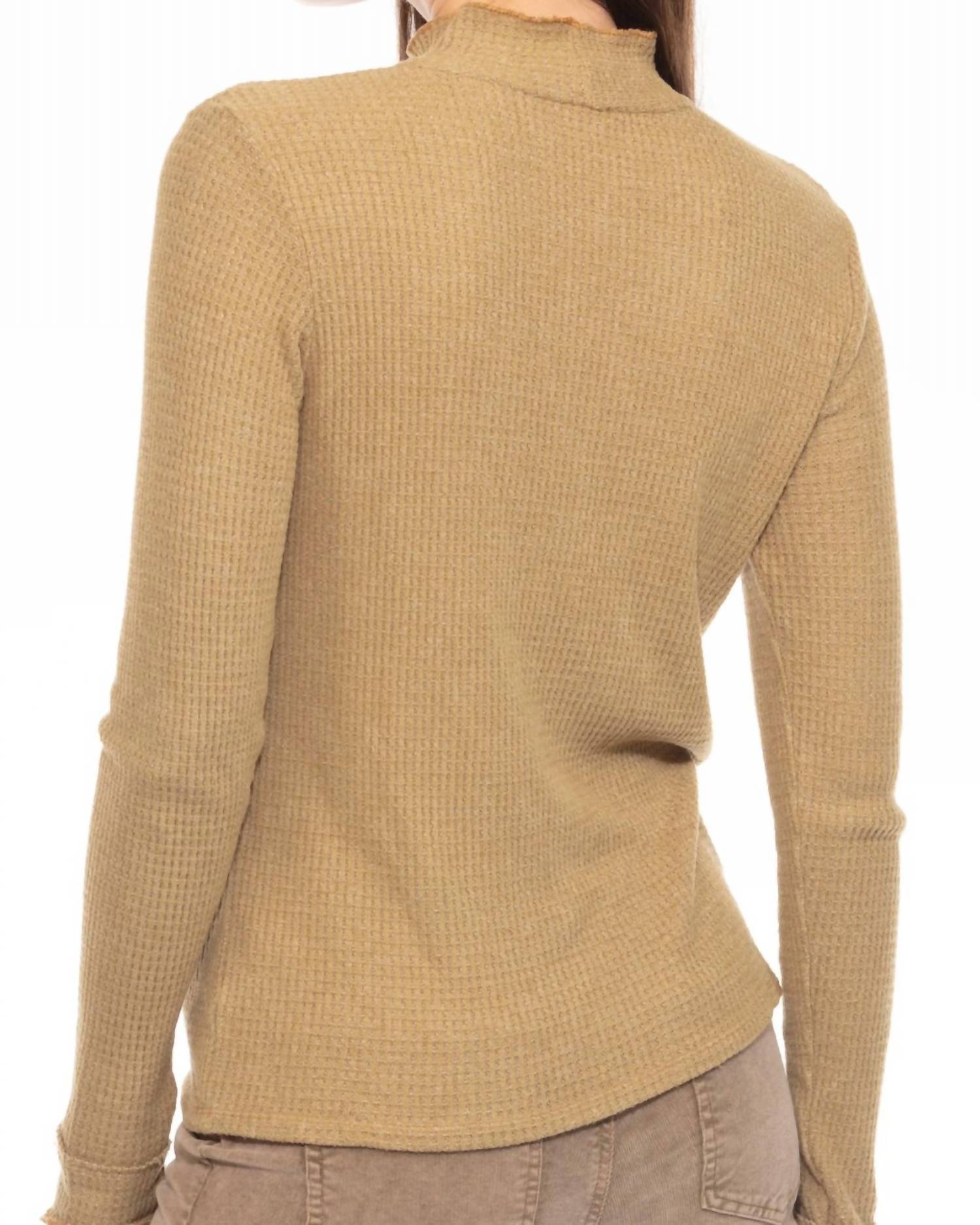 Hello Nite - Lush Waffle Knit Mock Neck Top