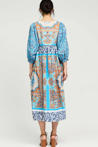 Current Air - Boho Patchwork Print Midi Dress