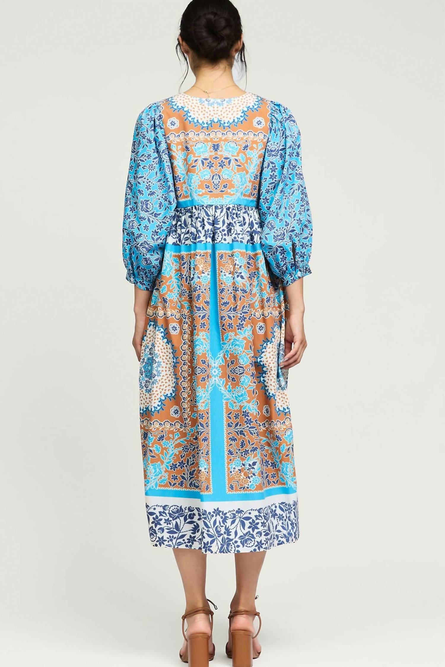 Current Air - Boho Patchwork Print Midi Dress