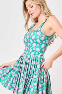 Peach Love - Pickleball Pleated Romper Dress