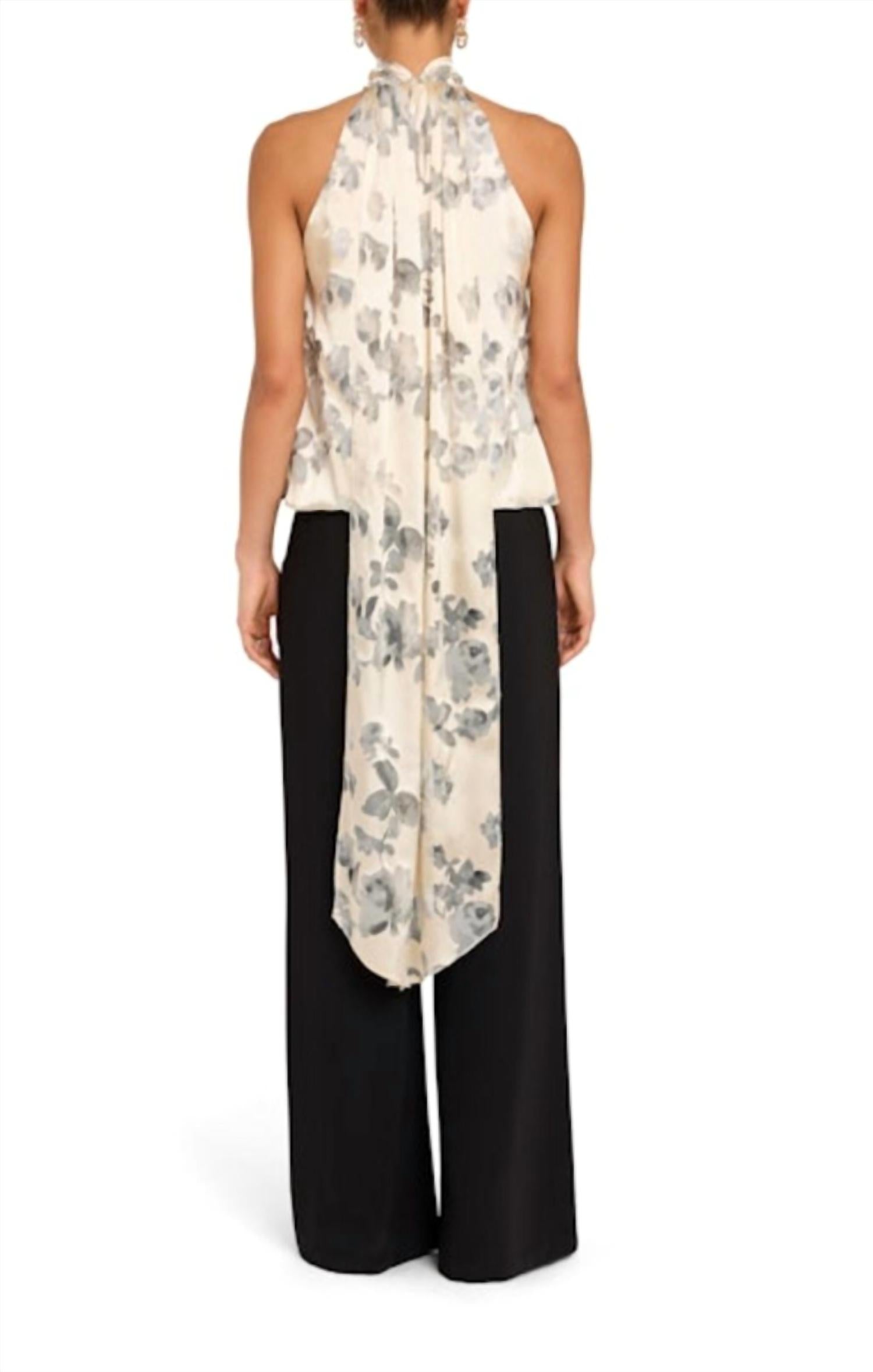 Amanda Uprichard Fontana Delicate Draped Top in snow petal - women's shirt - detail view