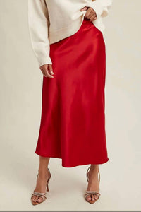 Wishlist - Berry Basic Satin Midi Skirt