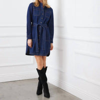 Karen Kane - Bliss Belted Denim Mini Shirtdress