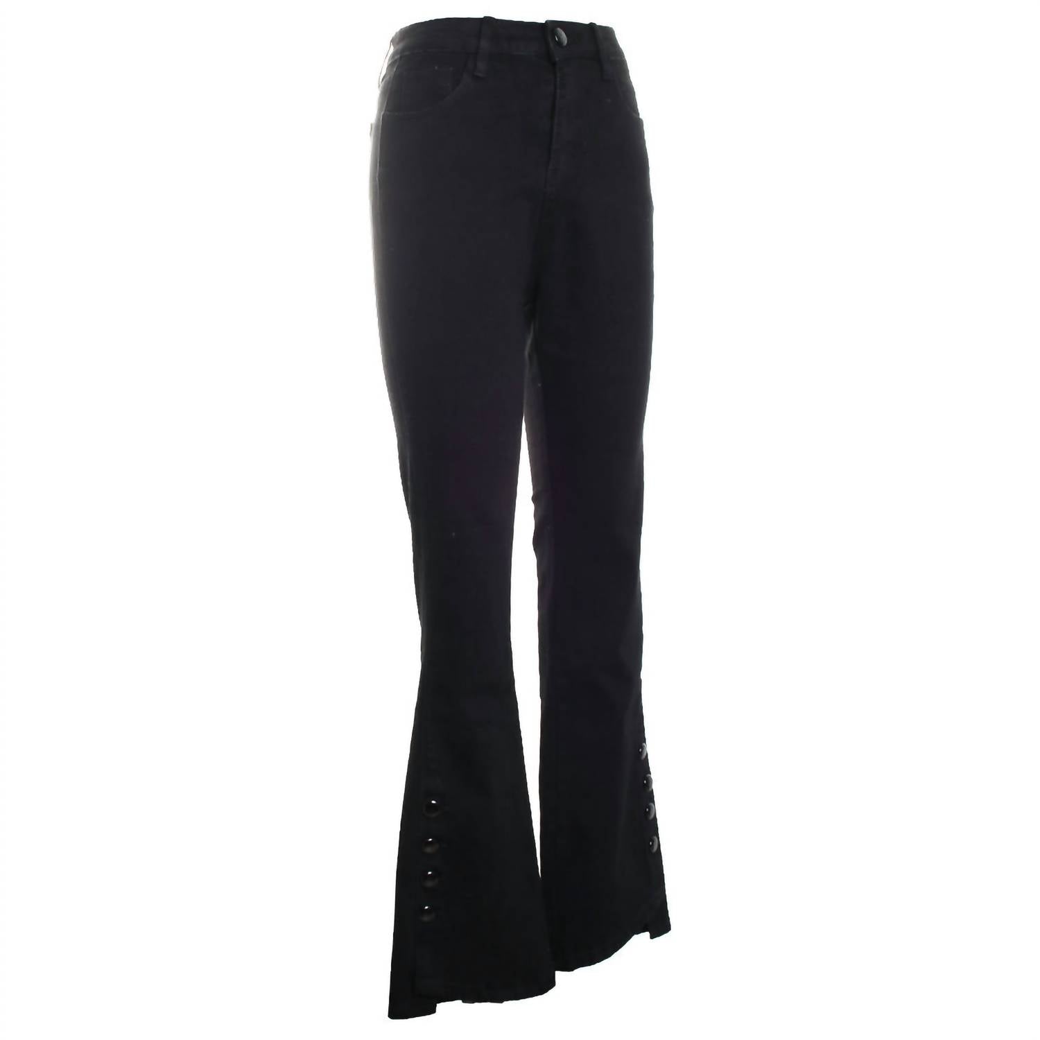 Oolala - Women's Button Details Straight Leg Jeans