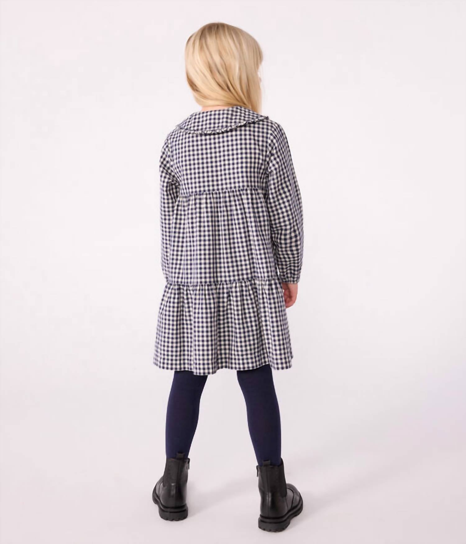 Petit Bateau - Girl's Check Collar Dress