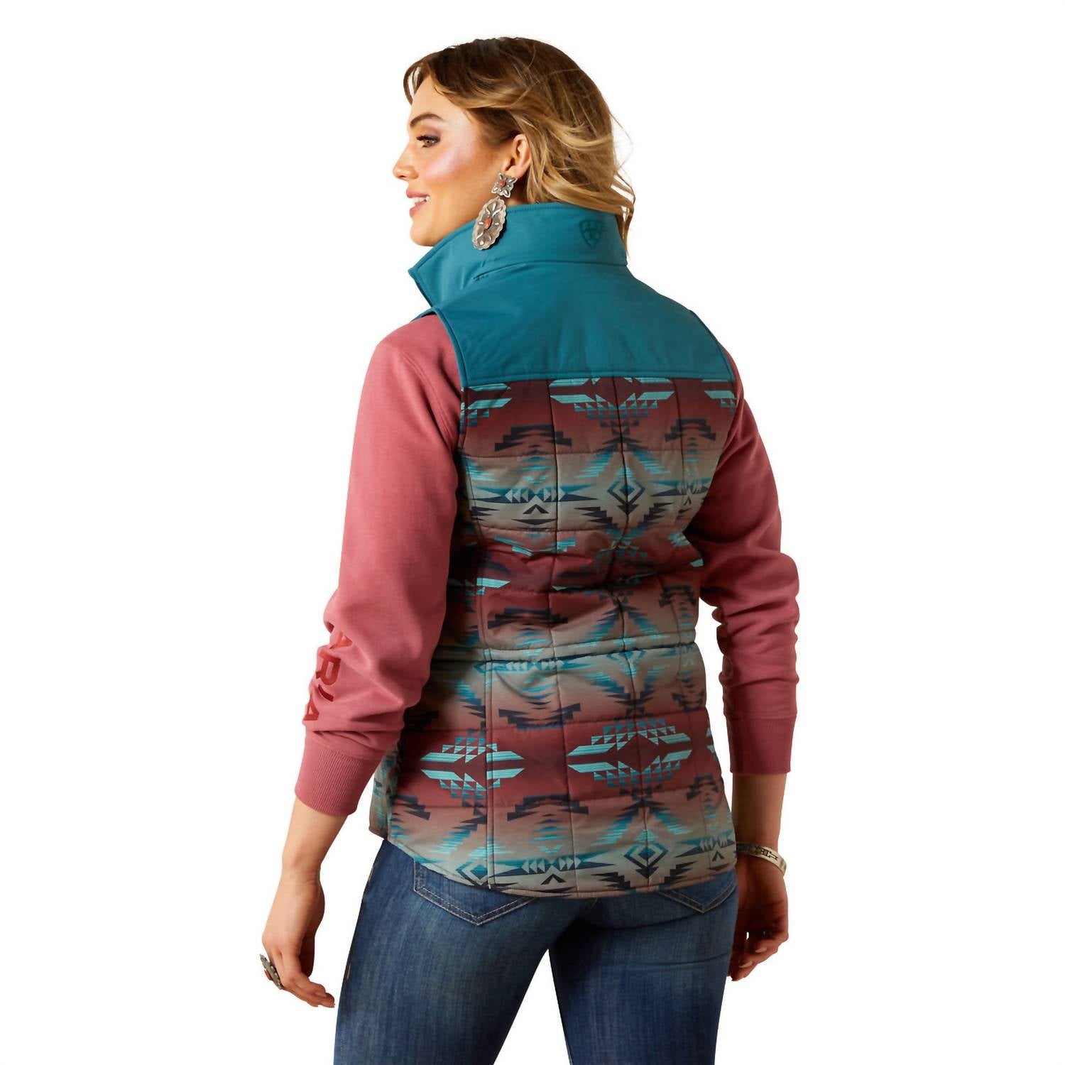ARIAT Women's Crius Vest in teal wine - women's jacket - alternate view