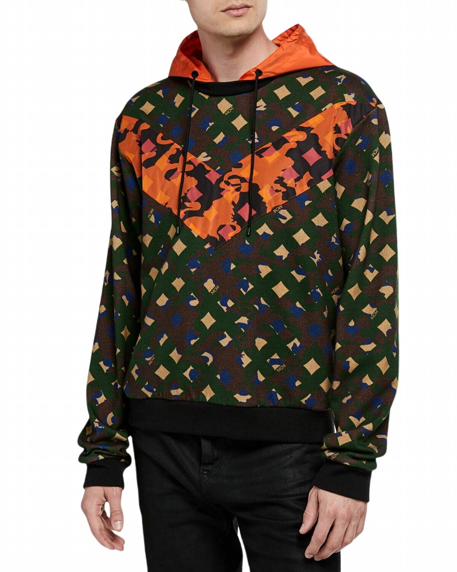 Mcm Worldwide - Men's Cotton Camo Lion Nylon Hood Sweatshirt