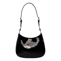 Prada - Women's Cleo Sequin Milano Logo Mini Leather Shoulder Bag