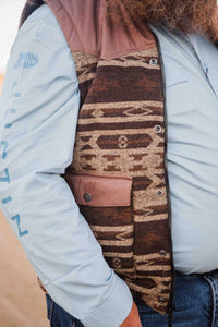 Justin Team Long Sleeve Button Down Shirt in blue - men's shirt - detail view
