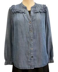 Current Air - Women's Denim Ruffle Button Down