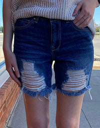 C'Est Toi - Destructed Mom Fit Frayed Short