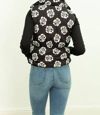 Southern Grace - Gillian Reversible Black And Floral Puffer Vest