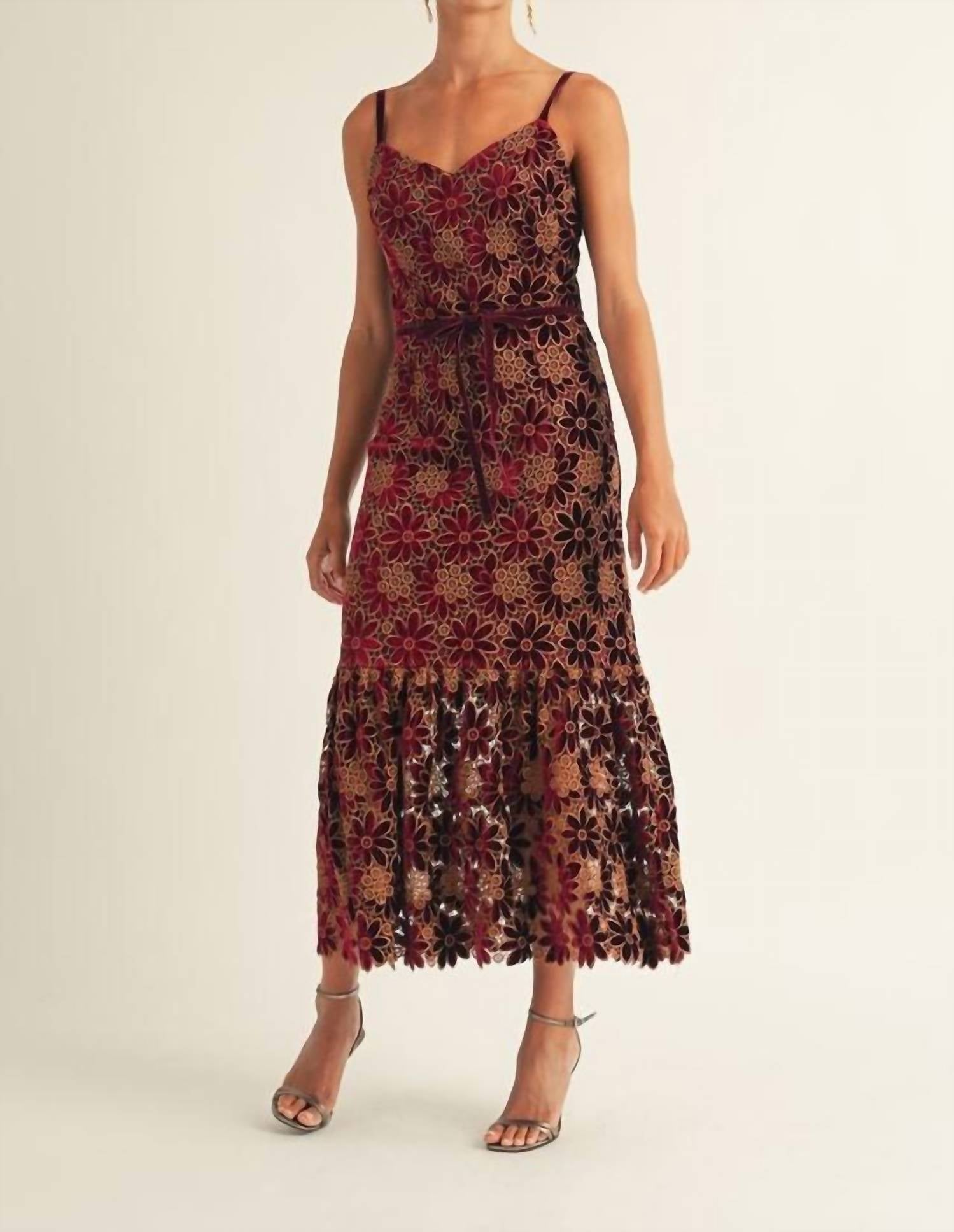 Babe - Vera Velvet Floral Midi Dress