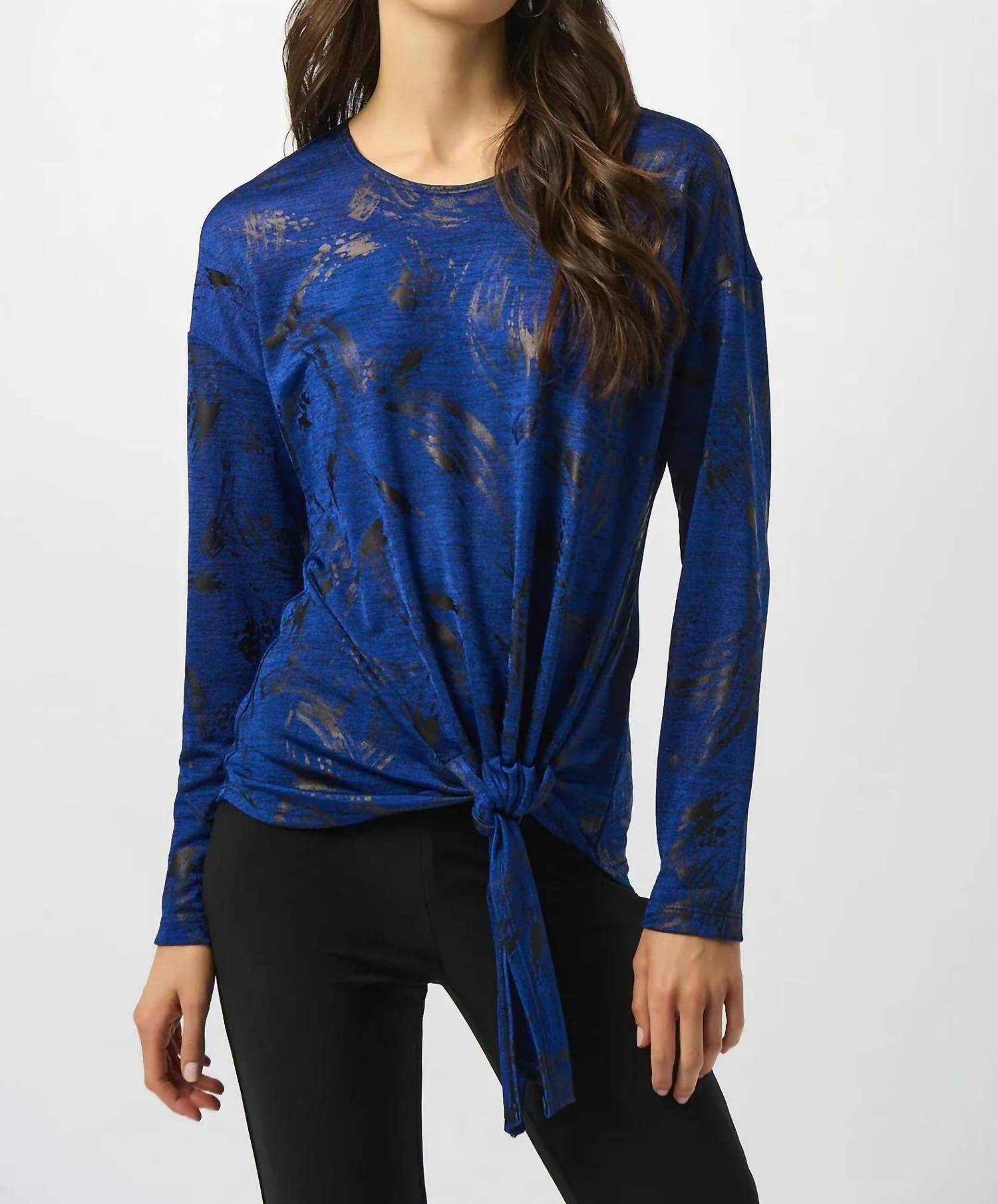 Joseph Ribkoff - Abstract Print Scoop Neck Long Sleeves Top