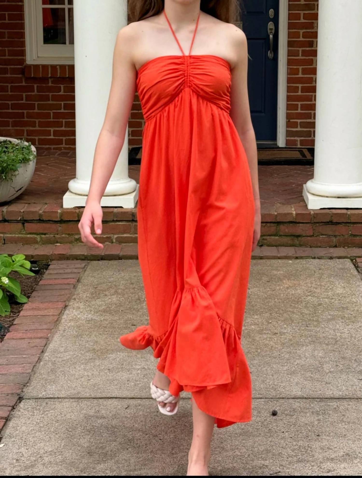 Day + Moon - Ruched Halter Midi Dress
