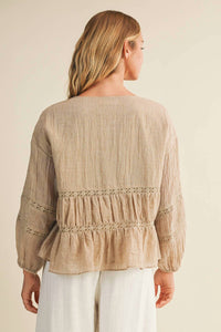 Mustard Seed - V RUFFLE NECK BLOUSE