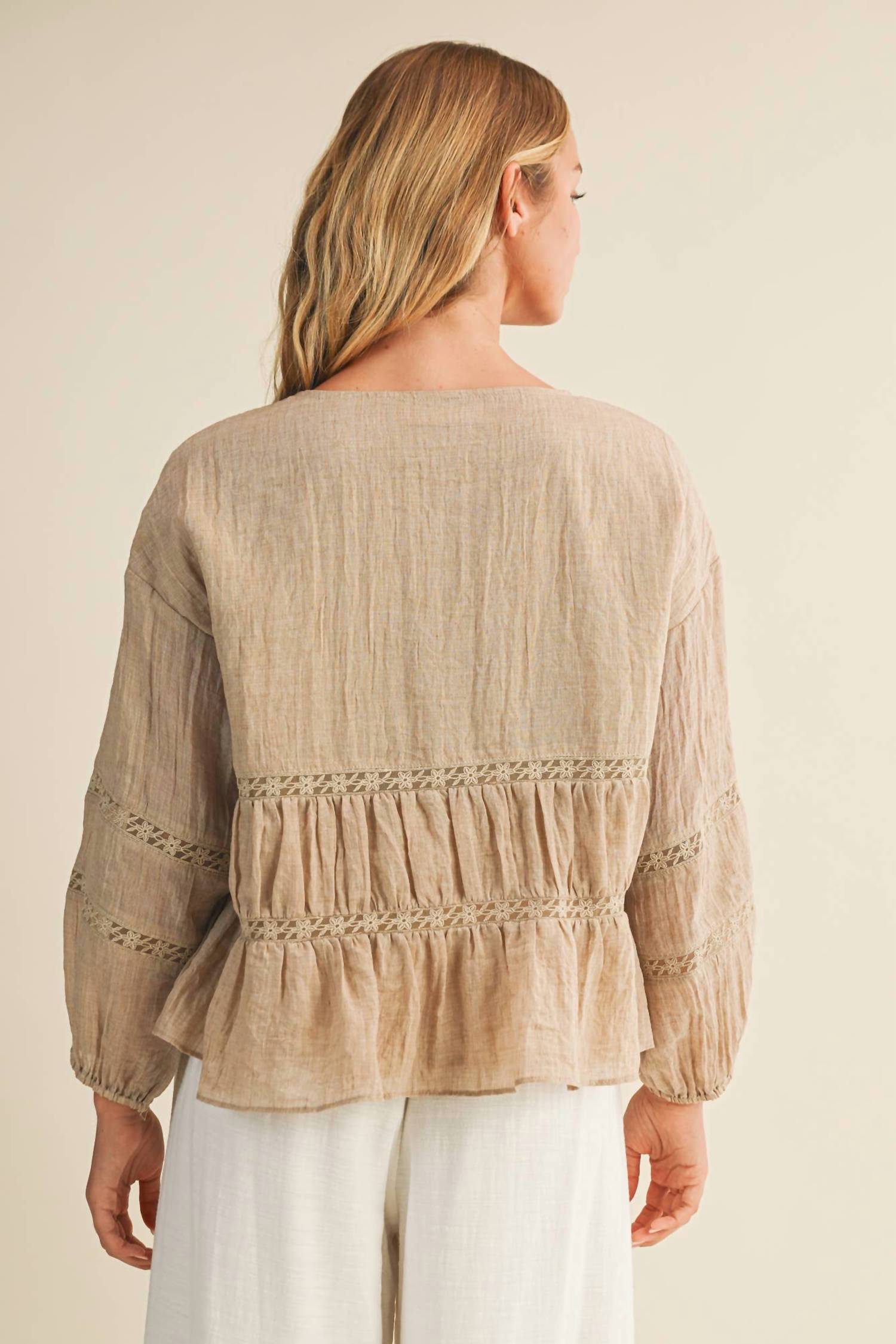 Mustard Seed - V RUFFLE NECK BLOUSE