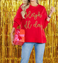 mudpie Sleigh All Day Sparkle Sweatshirt in red - women's top - view 4