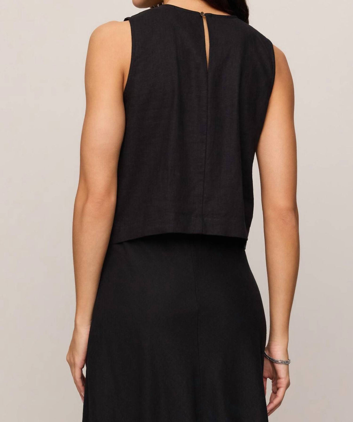 Z Supply Sloane Linen Top in black - women's blouse - detail view